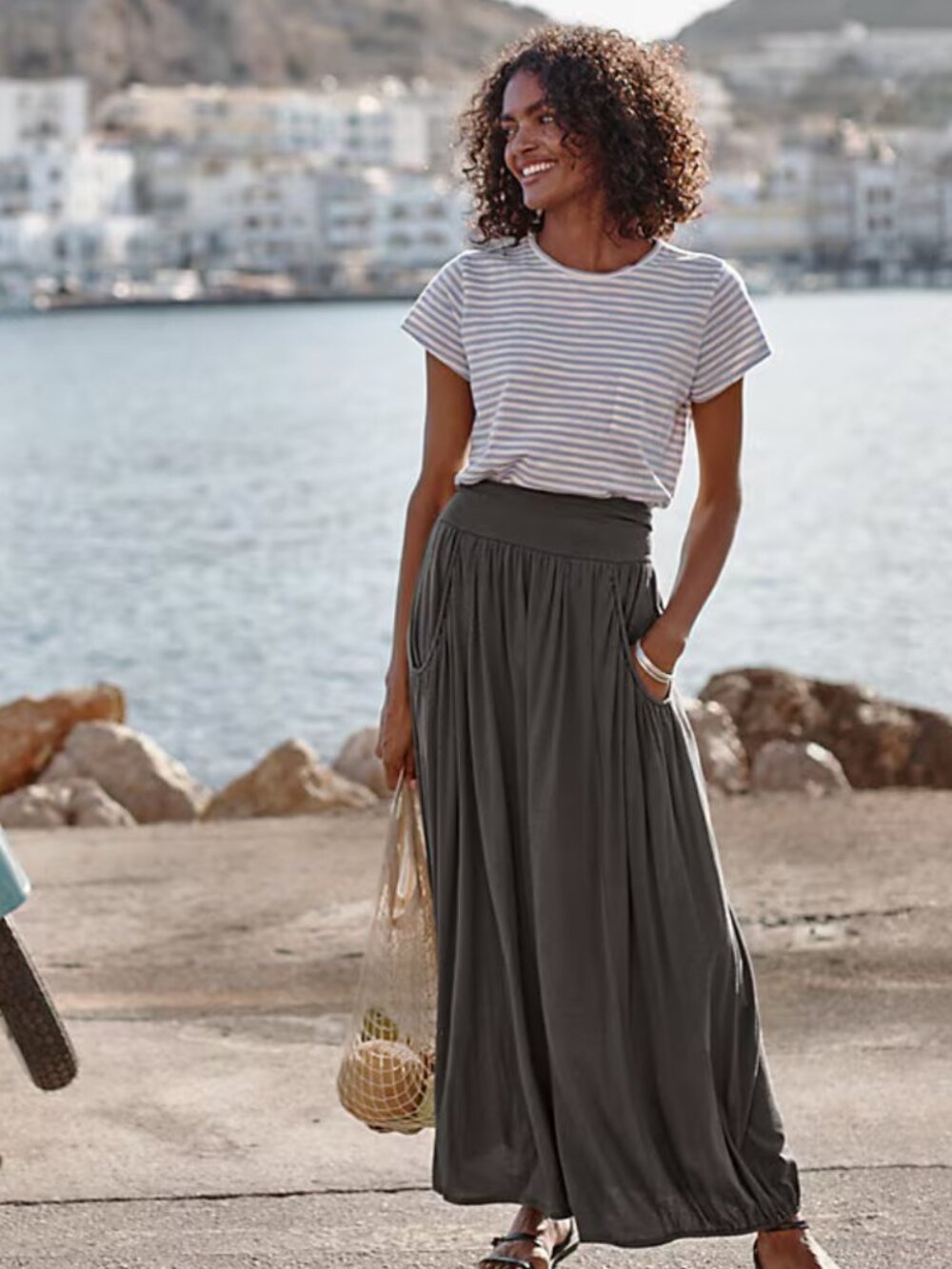Garnet Hill Favorite Knit Maxi Skirt - Gray
